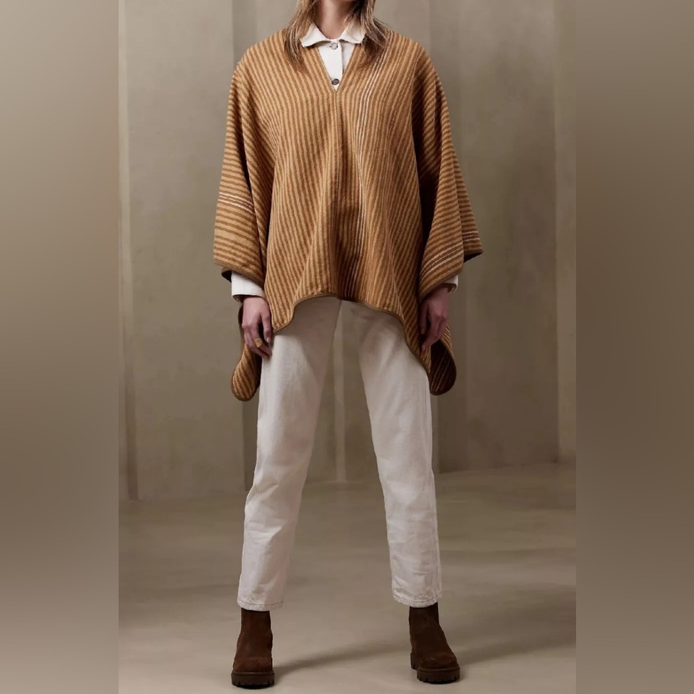 Banana Republic Linen Cotton Thalita Striped Poncho